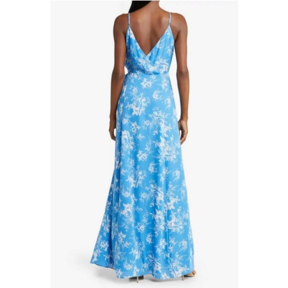 💕WAYF💕 The Angelina Floral Wrap Gown ~ Ocean Etoile Floral Print Medium M NWOT - Picture 5 of 15